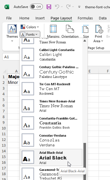 Demonstration how chaning the font scheme is updated when theme is changed.
